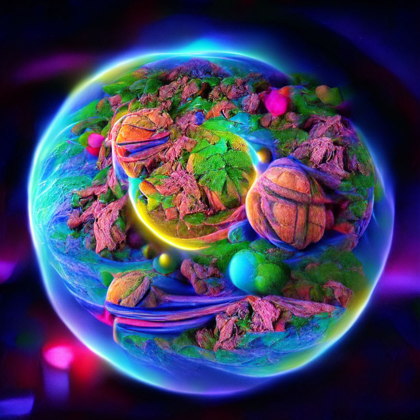 Colorful neon lights earth 8K 3D 8k resolution AI Generated