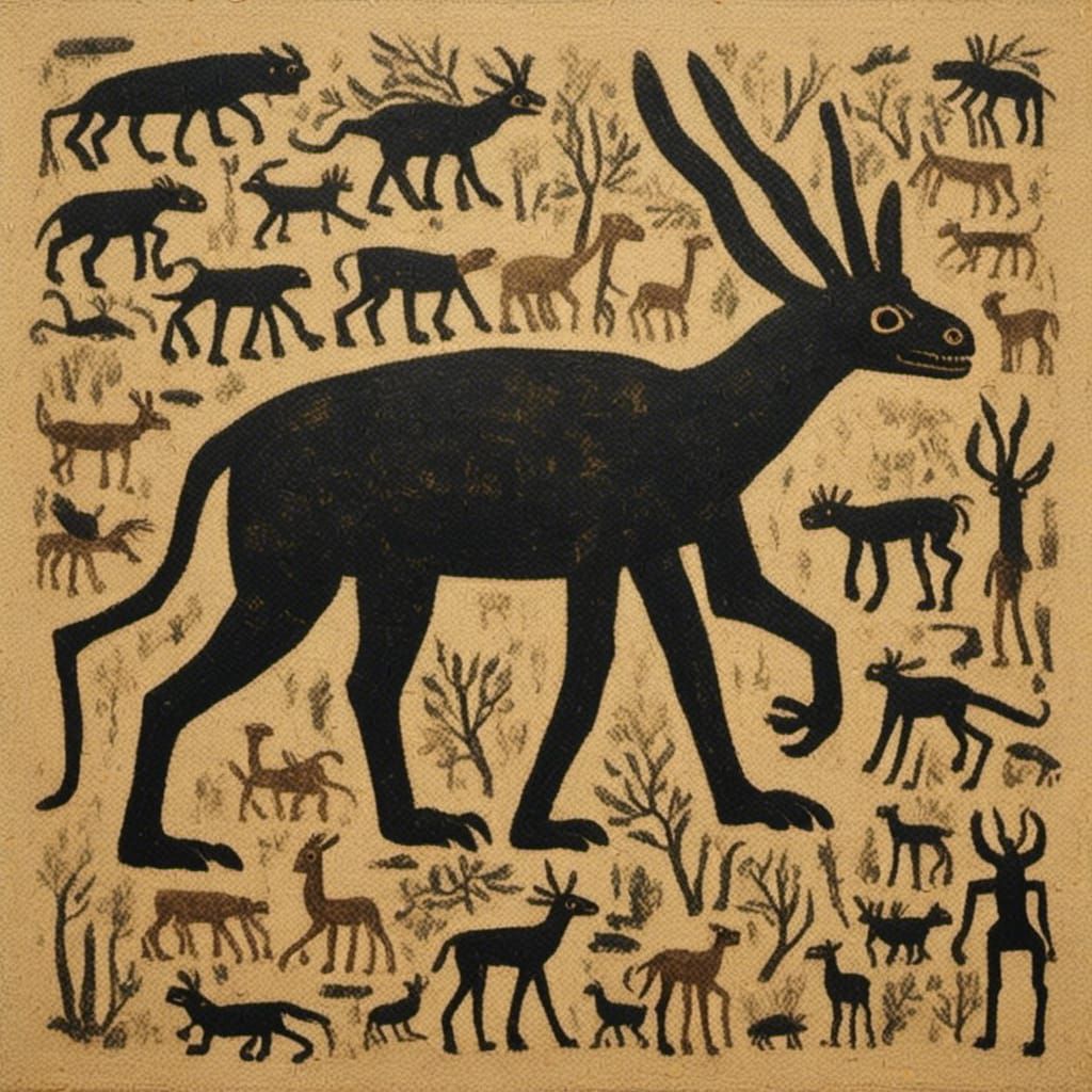 <lora:Dubuffet Dolls:1.0> <lora:Stone Age Silhouette:1.0> 