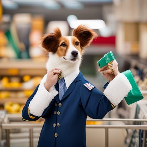 Friendly dog-hybrid supermarket manager - Photoreal