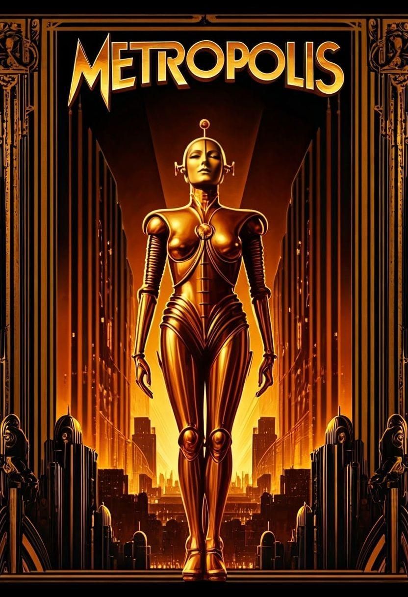 Art deco movie poster for 1927 Fritz Lang movie Metropolis 