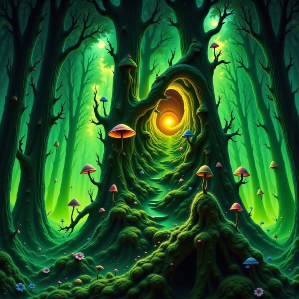 Twilight Forest Grin in Surrealist Dream Style