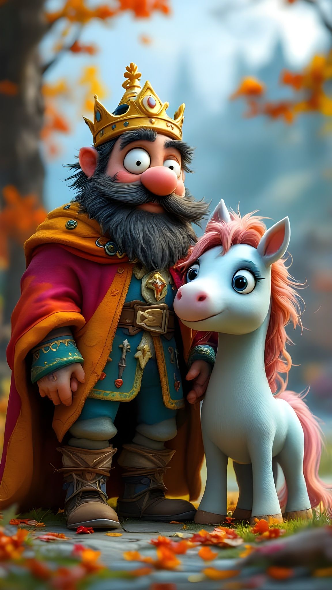 Whimsical King with His Faithful Pony in Fantasy Claymotion