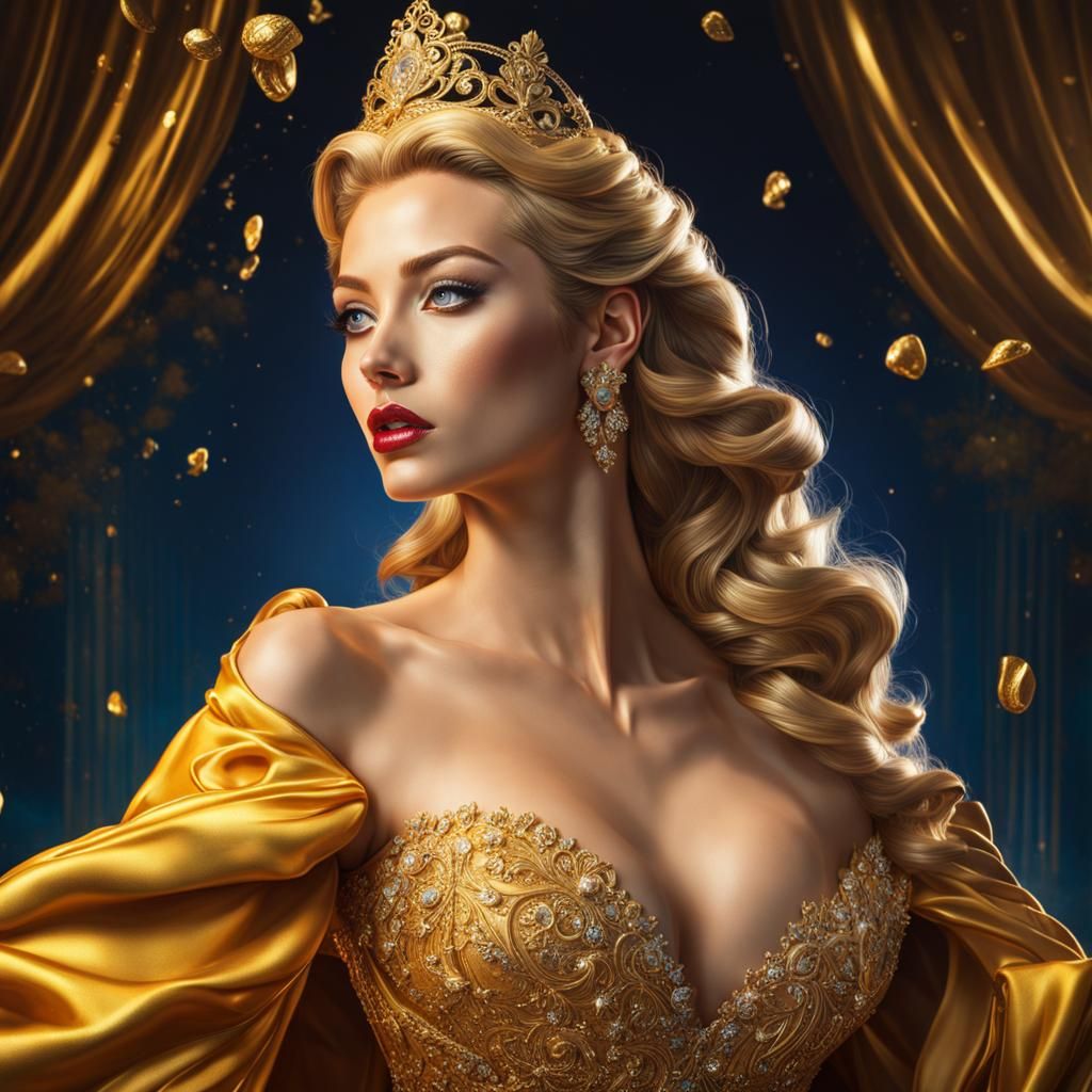 Gold Digger Cinderella. Hyperrealistic, splash art, concept ...