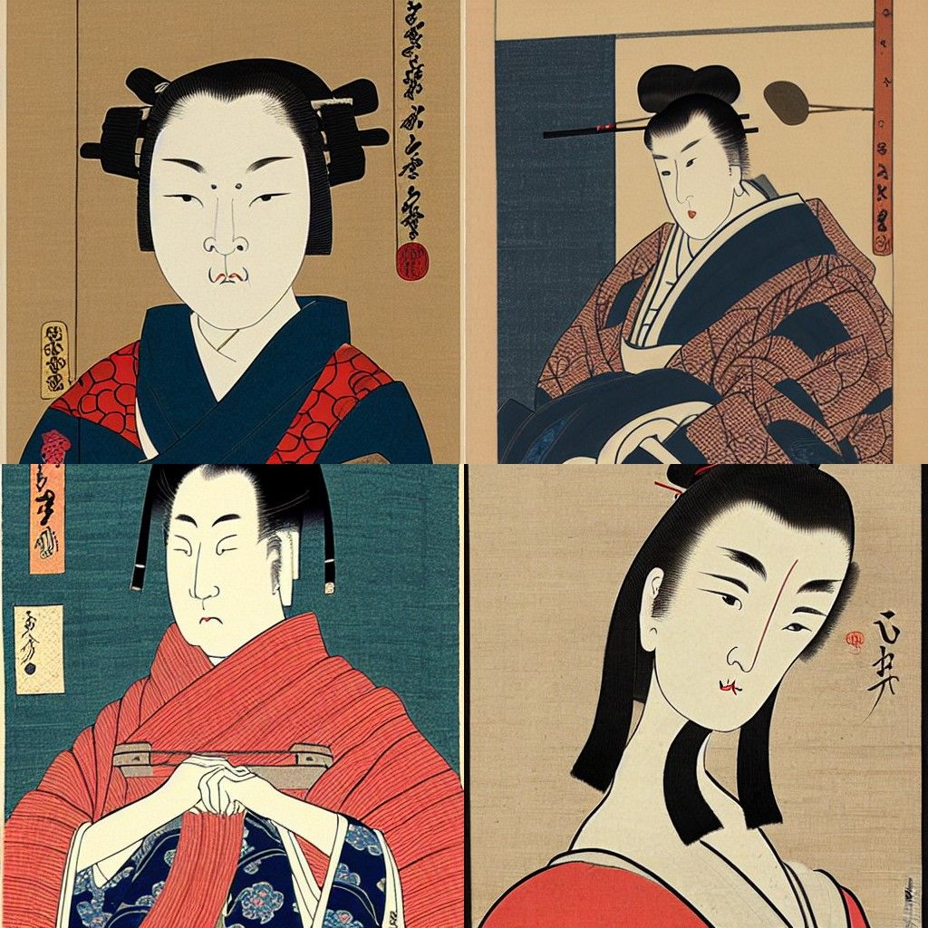 A portrait in the style of Ukiyo-e