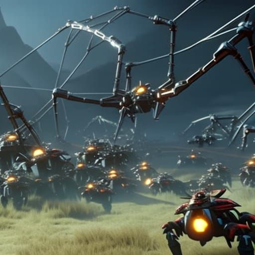 Invasion of a mechanical robot spiders - AI Generated Artwork ...