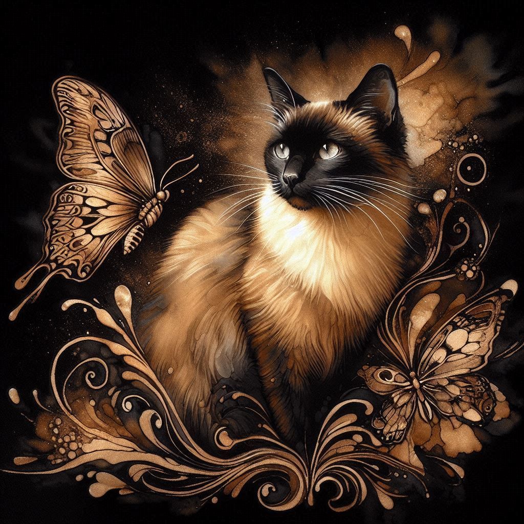 Cat and butterfly