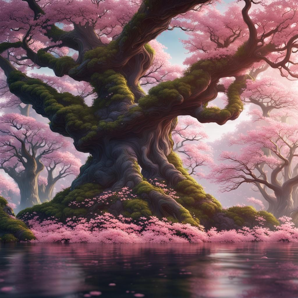 cherry blossom forest