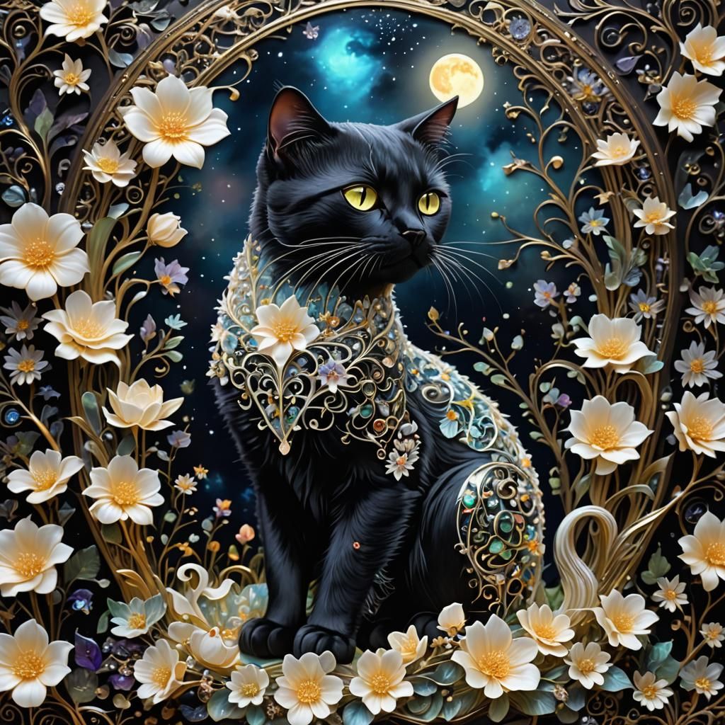 decorated black cat