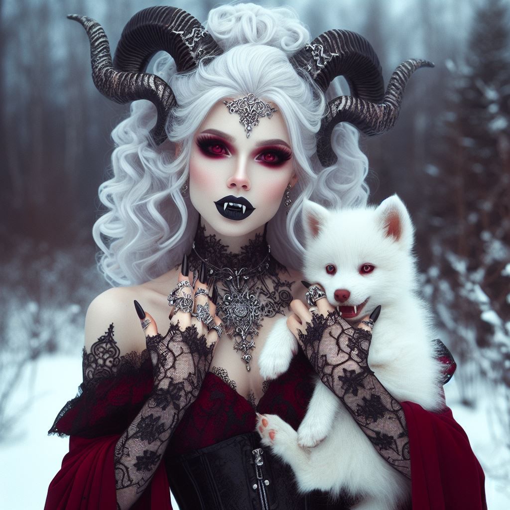 Vampire demoness and her wolf pup