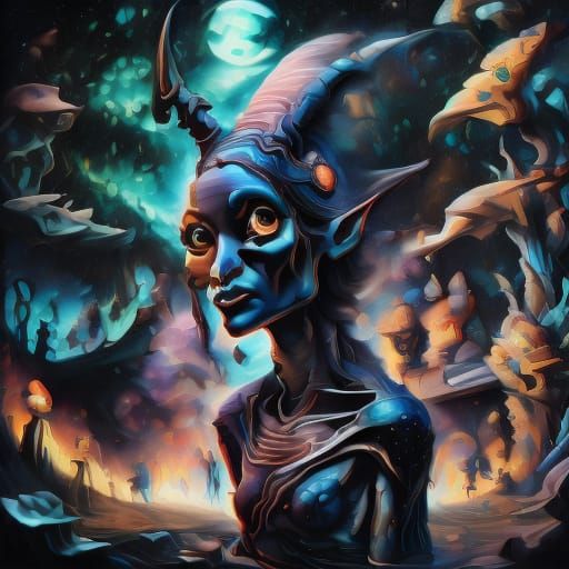 Nightmarish Skinwalker in Washington Forest Oil Painting