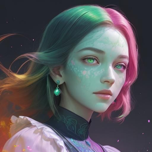 Feminine , her face , come forth , Beautiful green eyes , ca...