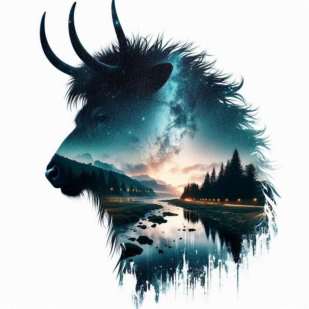 double exposure beautiful fantasy DALL-E 3 portrait landscape..