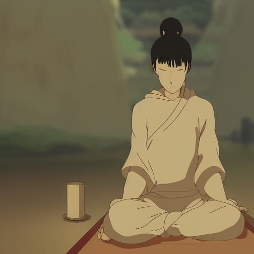 Meditating monk