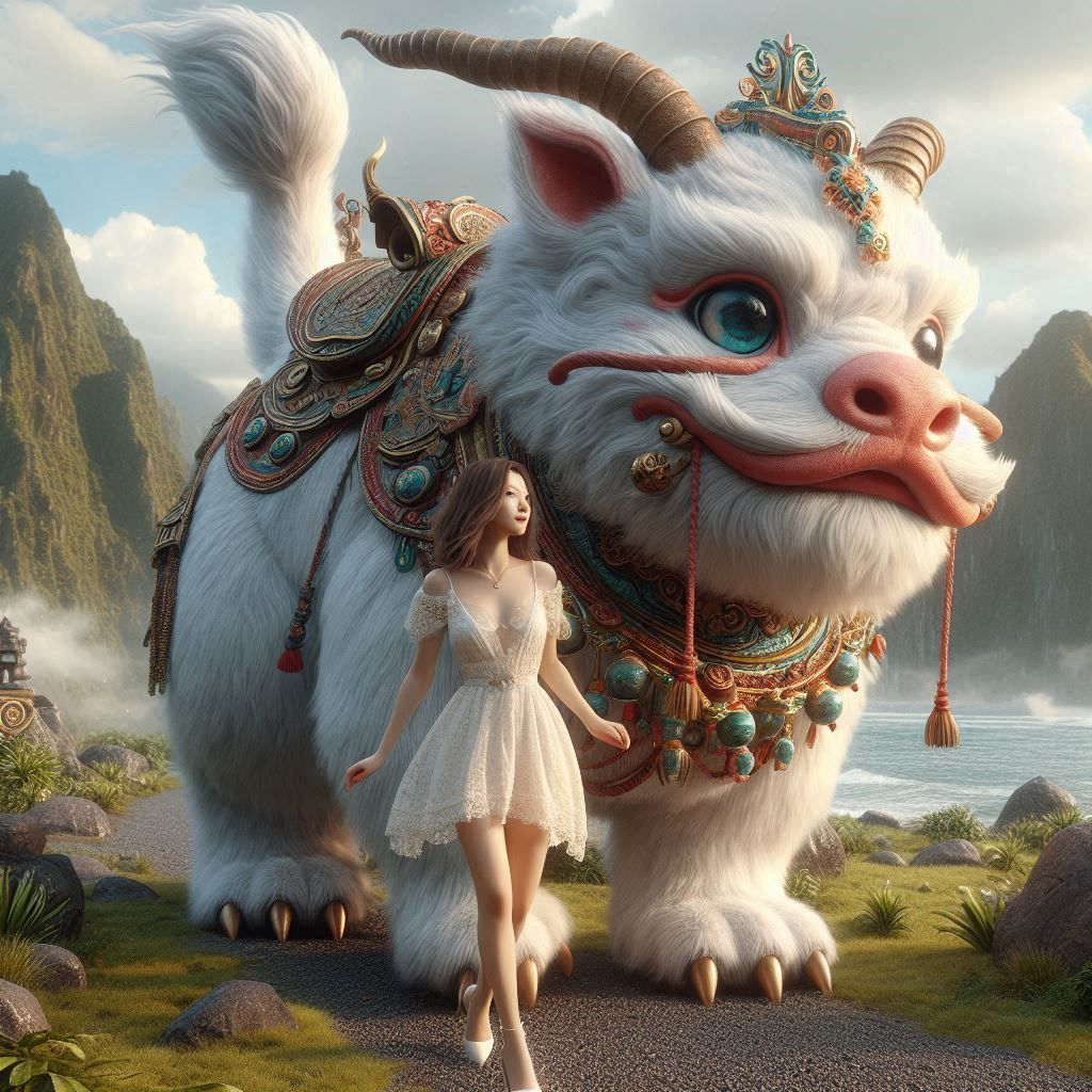 Girl with mythical creature