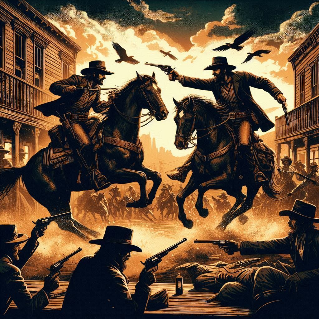 Gunslingers & Outlaws by DALL-E 3