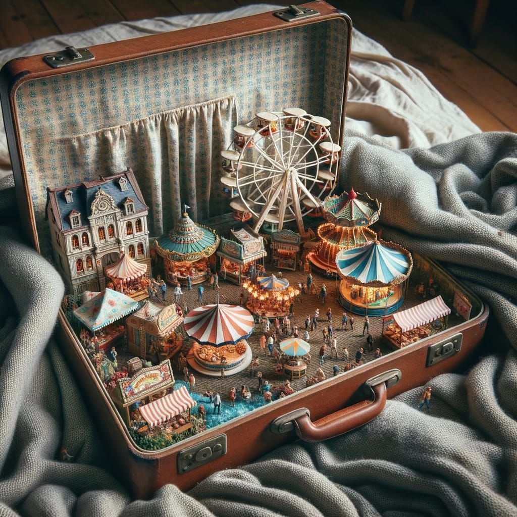 town inside an opened suitcase  by @Grumpy Zoey