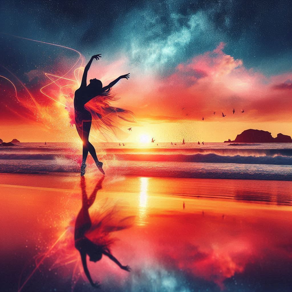 double exposure beautiful fantasy DALL-E 3 portrait landscape..