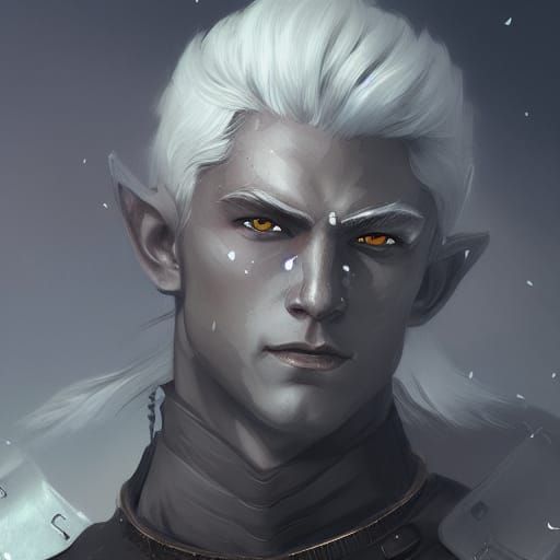 DND Drow Fighter Male with white hair and Golden Eyes using Half Plate ...