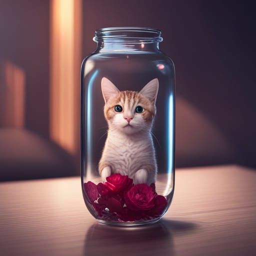Cat In A Bottle AI Generated Artwork NightCafe Creator