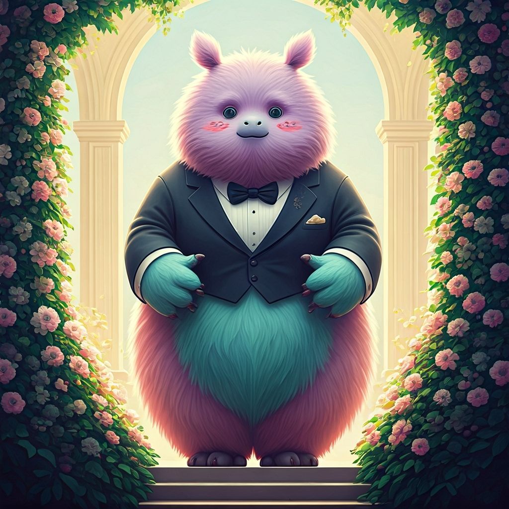 a giant and cute looking creature getting married with a queen