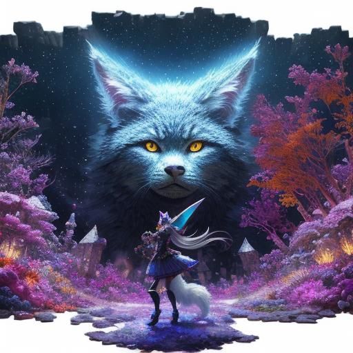 Catgirl Versus Wolfgirl: 3D Cartoon Fantasy Battle