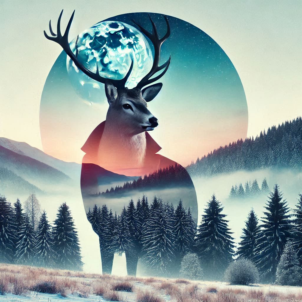 double exposure beautiful fantasy DALL-E 3 portrait landscape..
