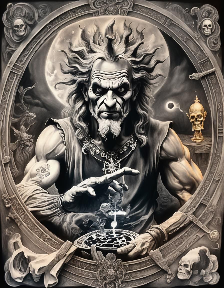 tarot fool hyperdetailed charcoal drawing