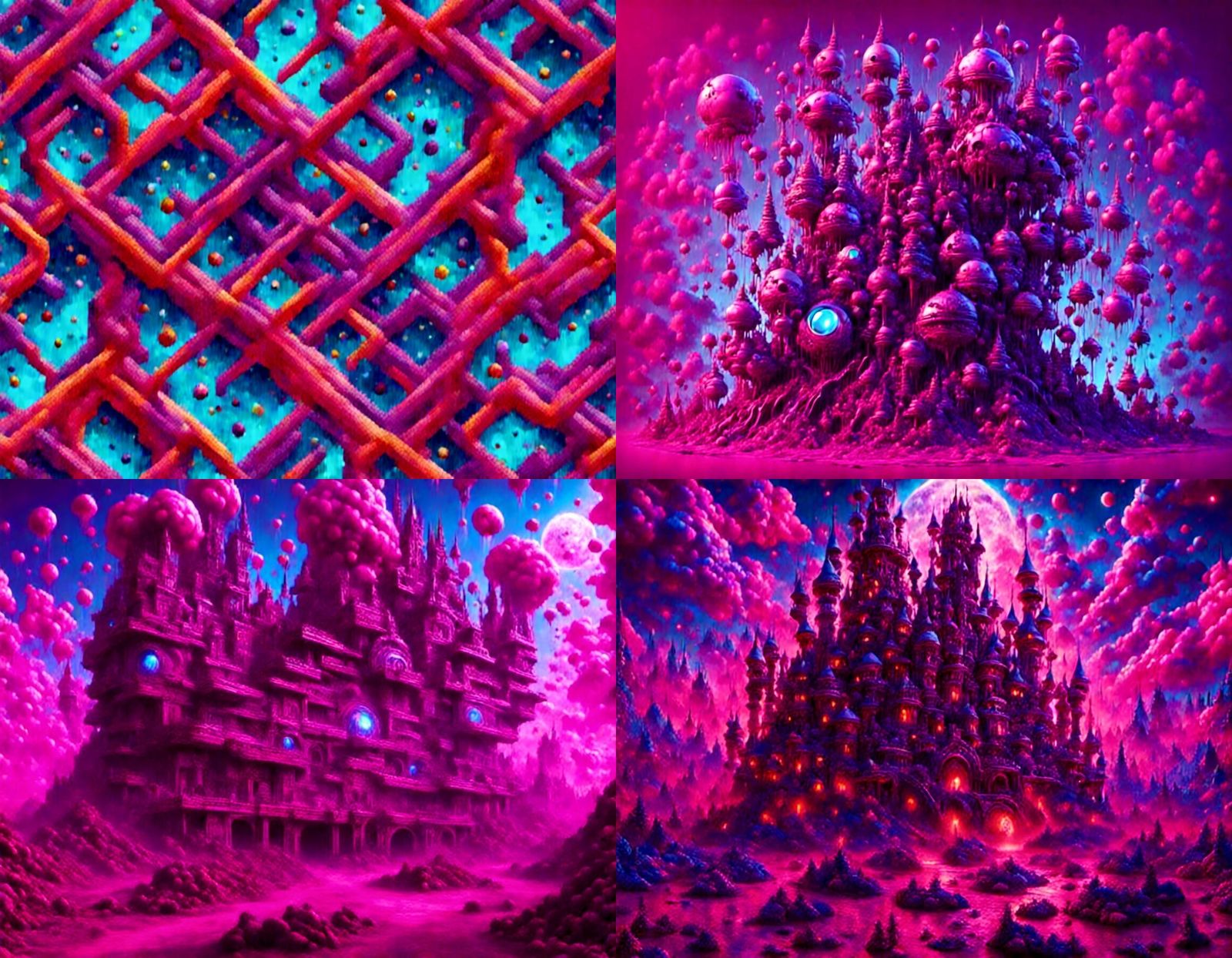 Horror Synthwave Rollercoaster Park in Pop Art Style