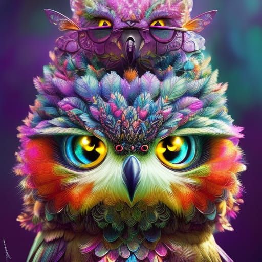 Floral Owl Fantasycore Masterpiece in 8K