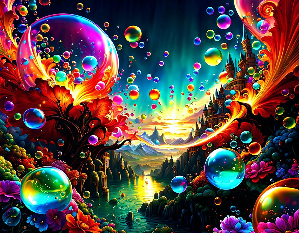 Vibrant Bubble Landscape  by @FrancesFantasy