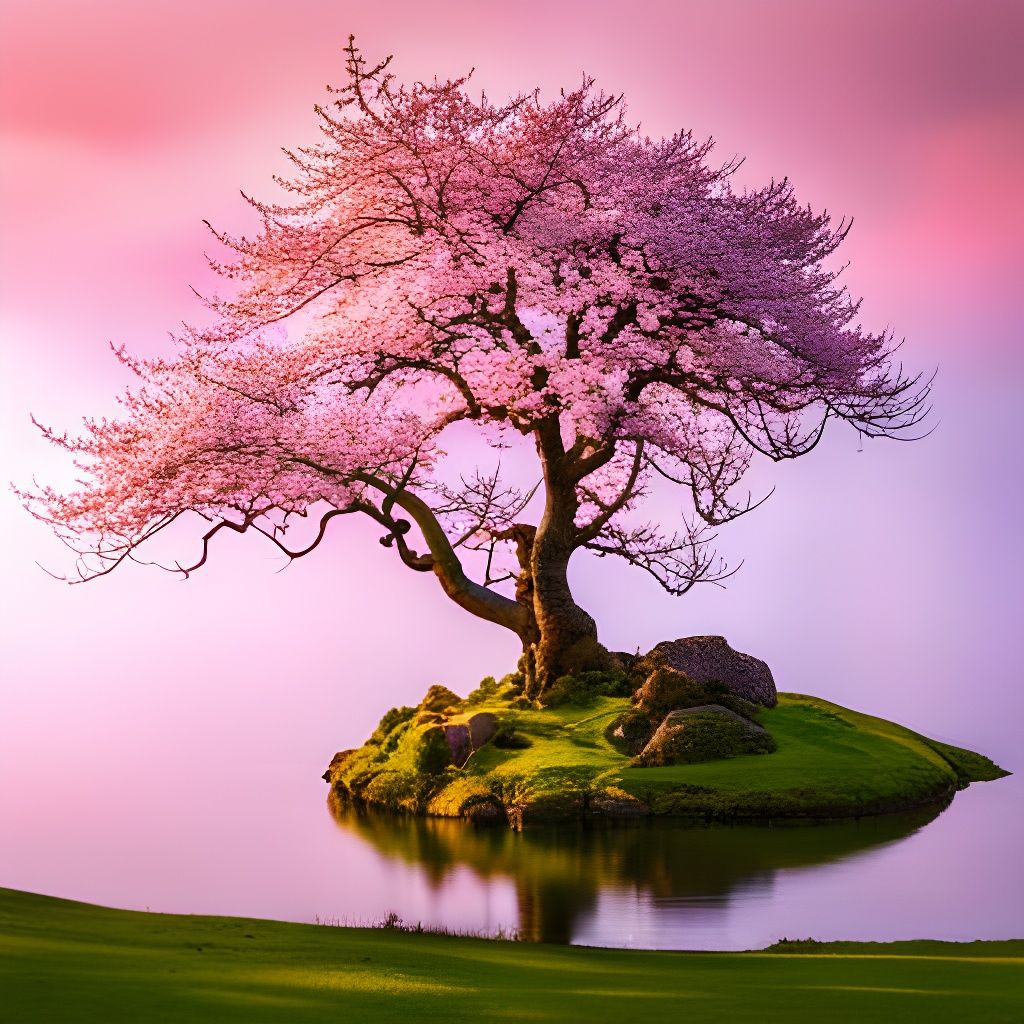 A cherry tree with pink blossoms - AI Generated Artwork - NightCafe Creator