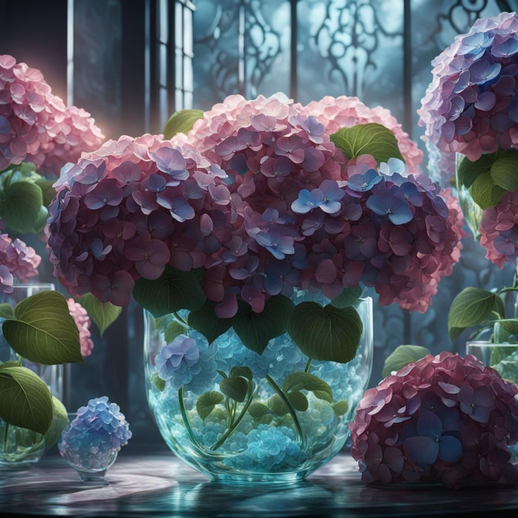 hydrangeas - AI Generated Artwork - NightCafe Creator