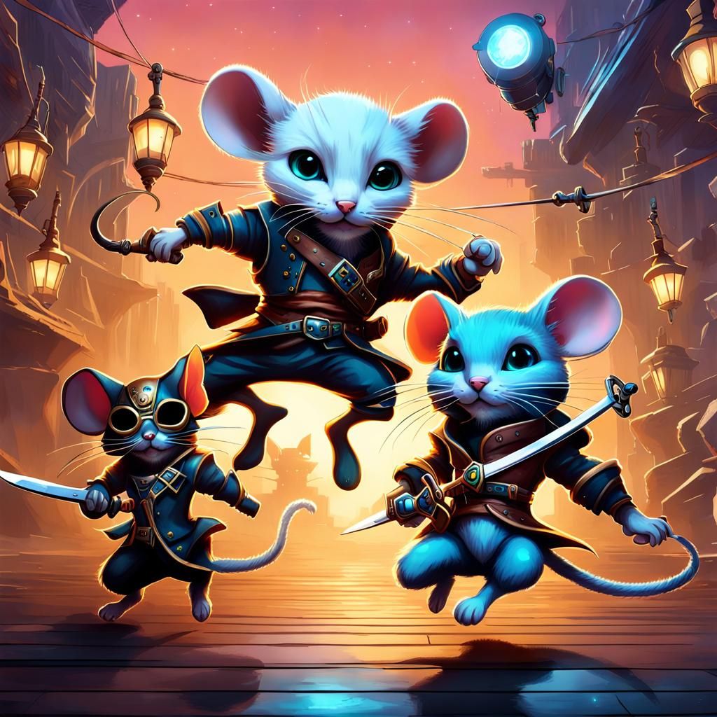 Futuristic  Swashbuckler Cyberpunk Mice   by @Philemon