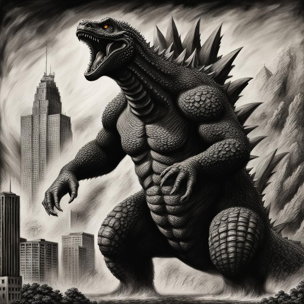 Godzilla Hunting - Ai Generated Artwork - Nightcafe Creator