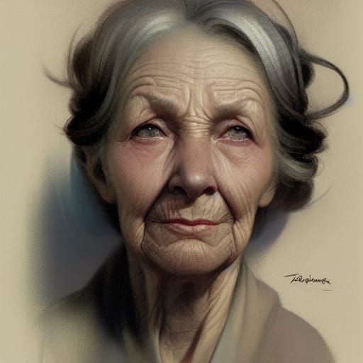 1 9 5 0 s retro future face portrait of an old woman. muted colors ...