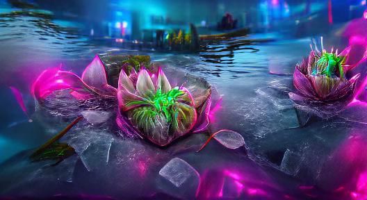 frozen lotus flower