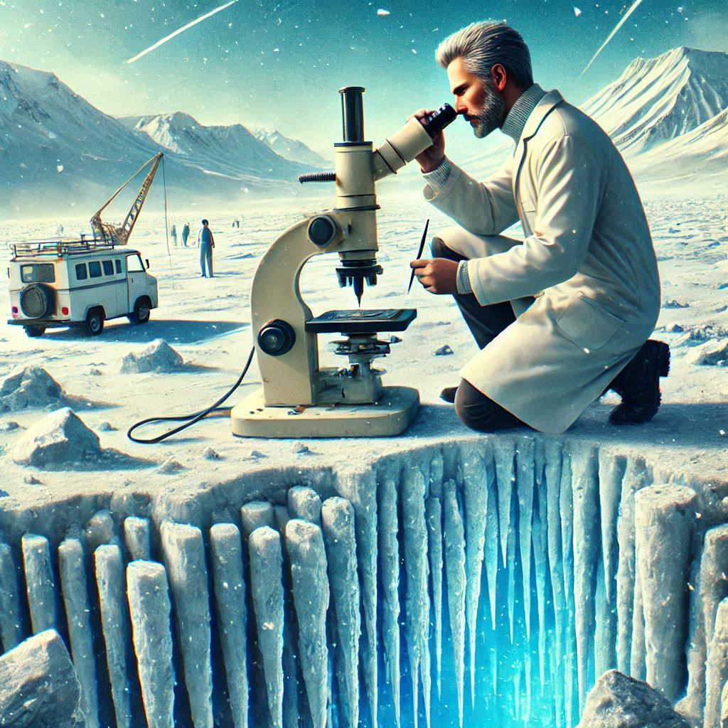 A hunter tracking a mythical beast through the tundra