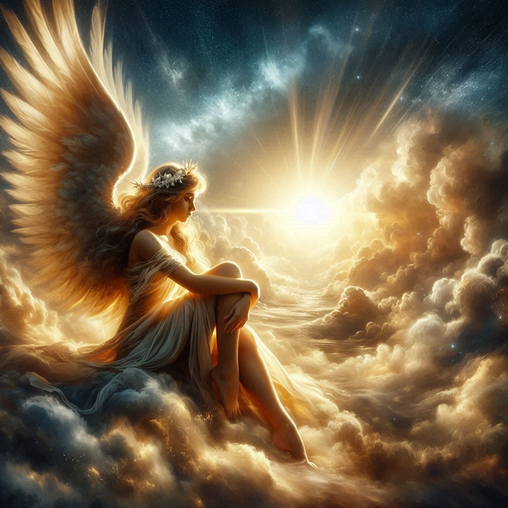 Angel contemplating  by @Montana Deroble