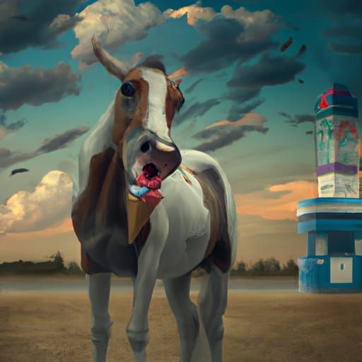 A horse eating ice cream - AI Generated Artwork - NightCafe Creator