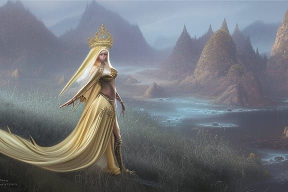 Attractive Elf Bride in Royal Fantasy Art