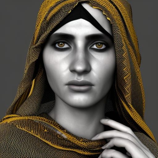 Melancholy Bedouin Heroine in Gothic Renaissance Style
