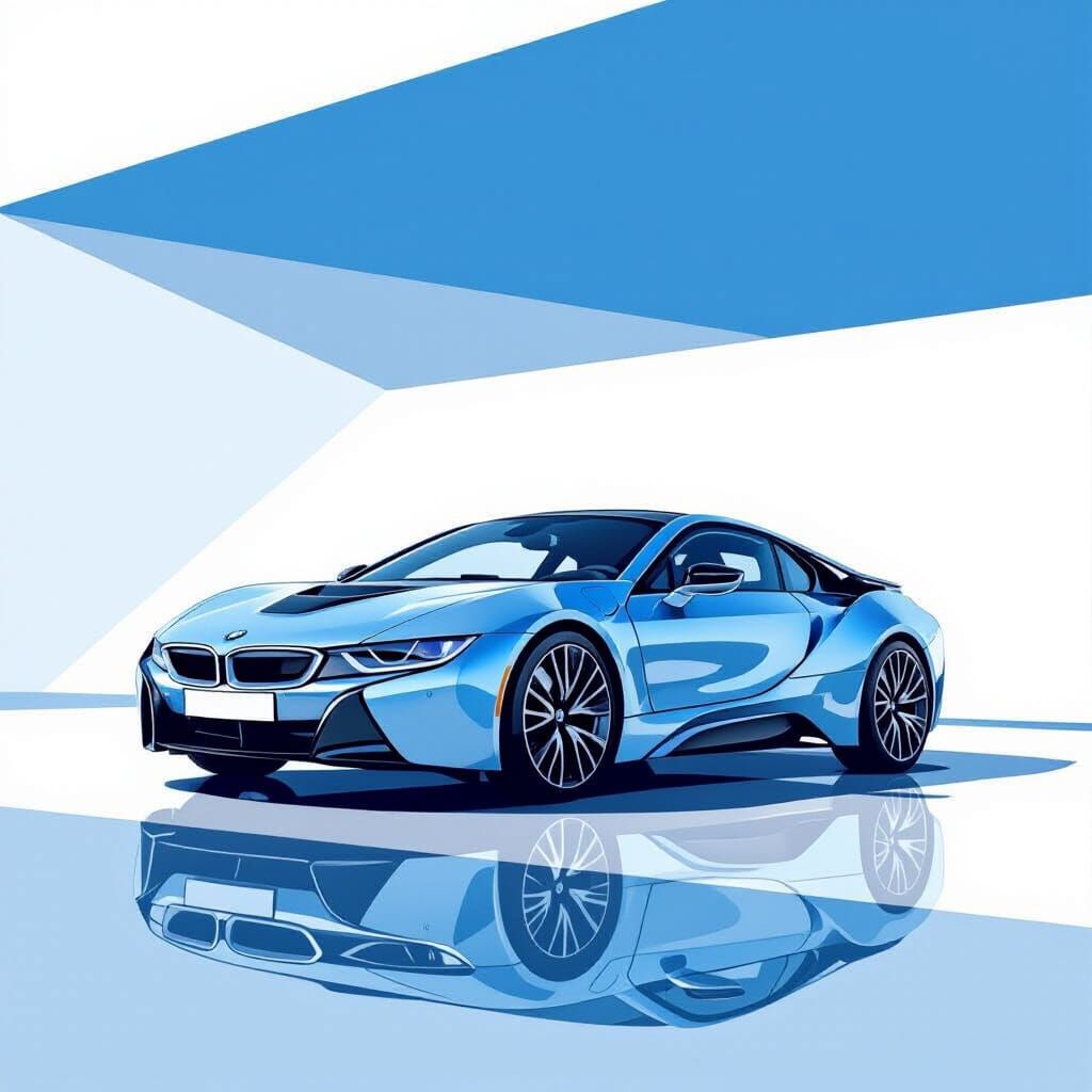 Sleek BMW Vector Art on White Wall