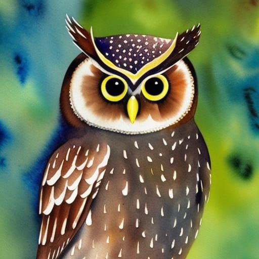 Adorable Owl a watercolor painting