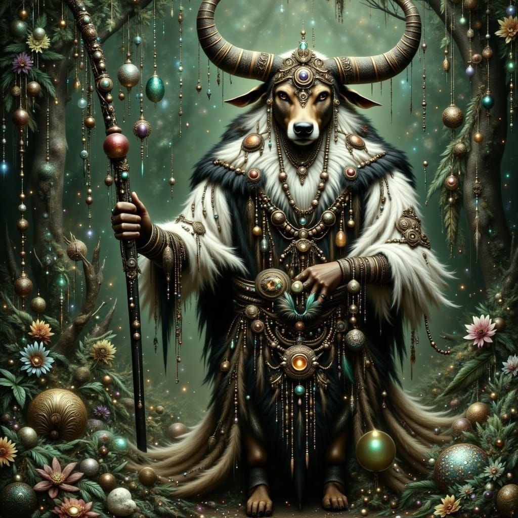 <lora:Ethereal Intensity:1.0> Horned god of the green forest