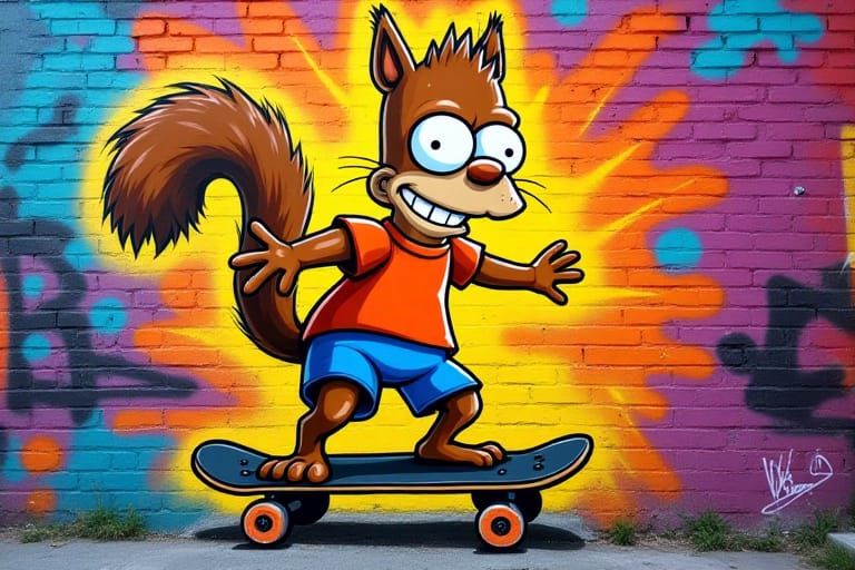 "Eat my shorts! Or rather, watch me shred this wall."