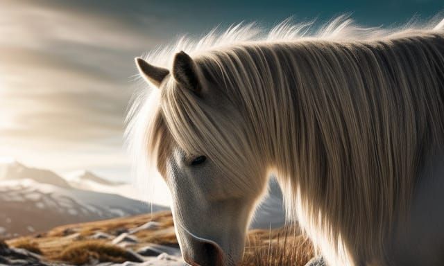 Horse in winter landscape