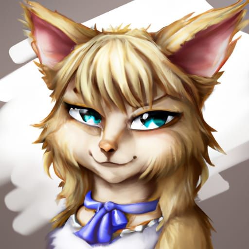 anthro female cat, furry cat, anime art, trending on pixiv, ...