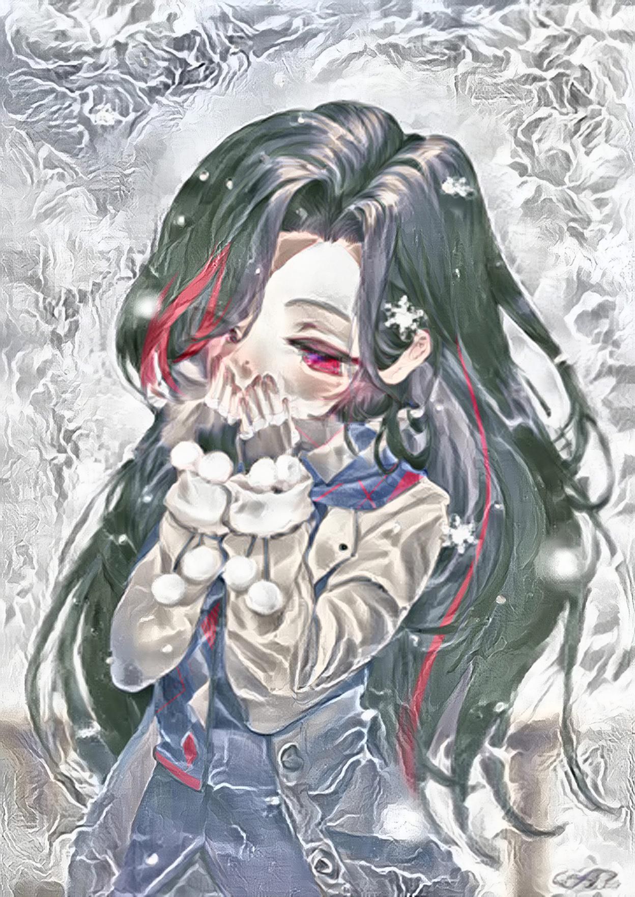 Shy girl in the snow