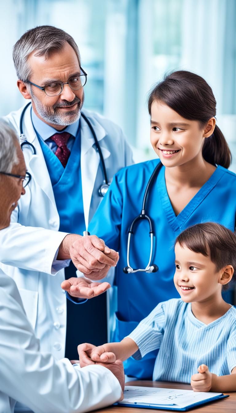 Doctor is giving a family