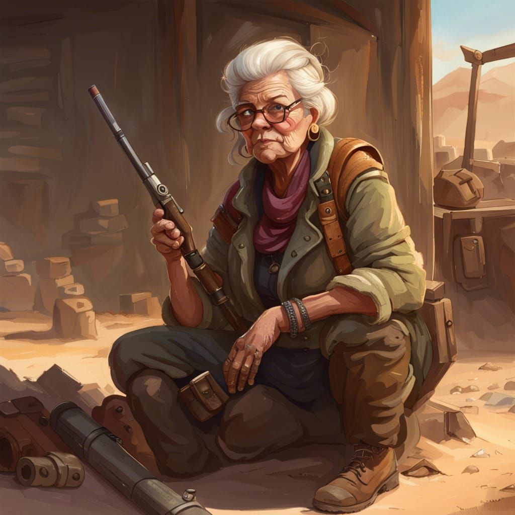 A hardened weaponsmith, a old lady who owns a run down armor...